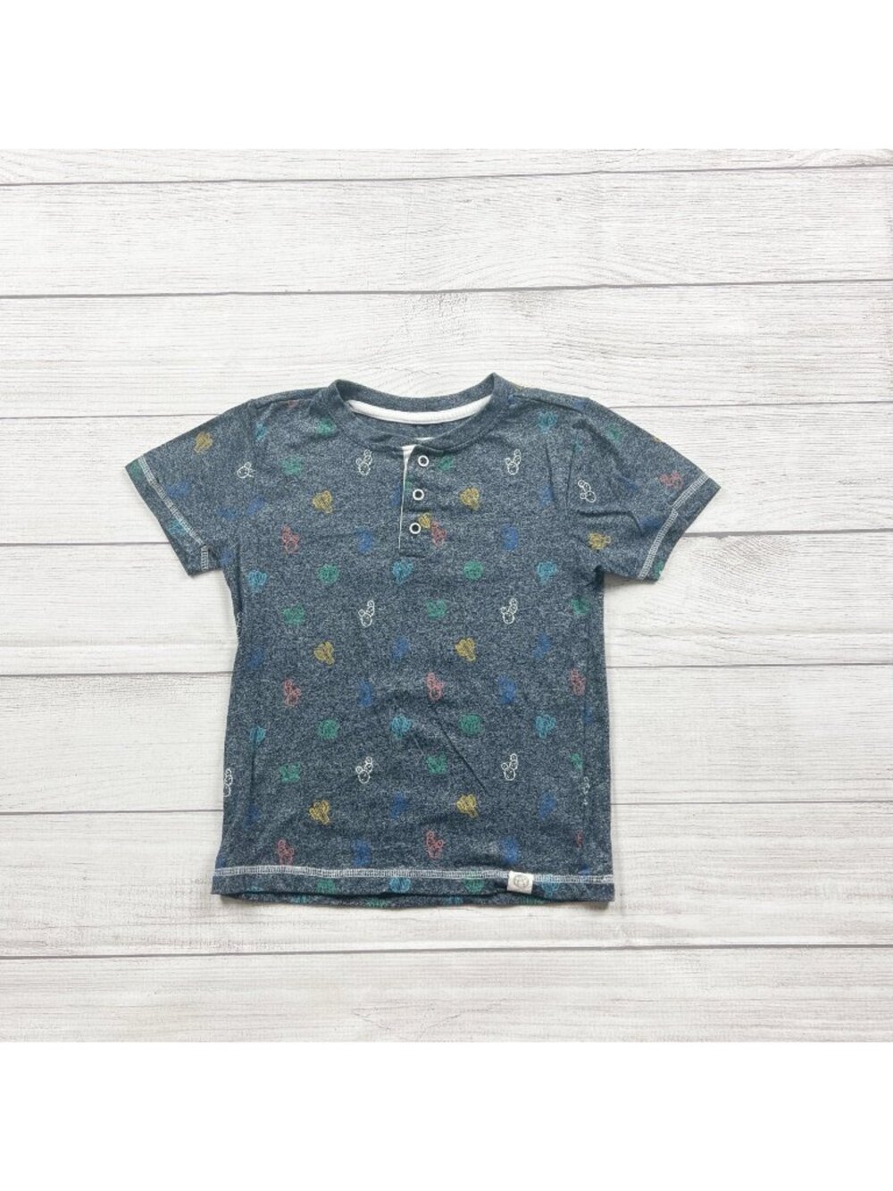 Free Planet Boys Henley Shirt Short Sleeve Tee Cactus Print Button Neck Top 6